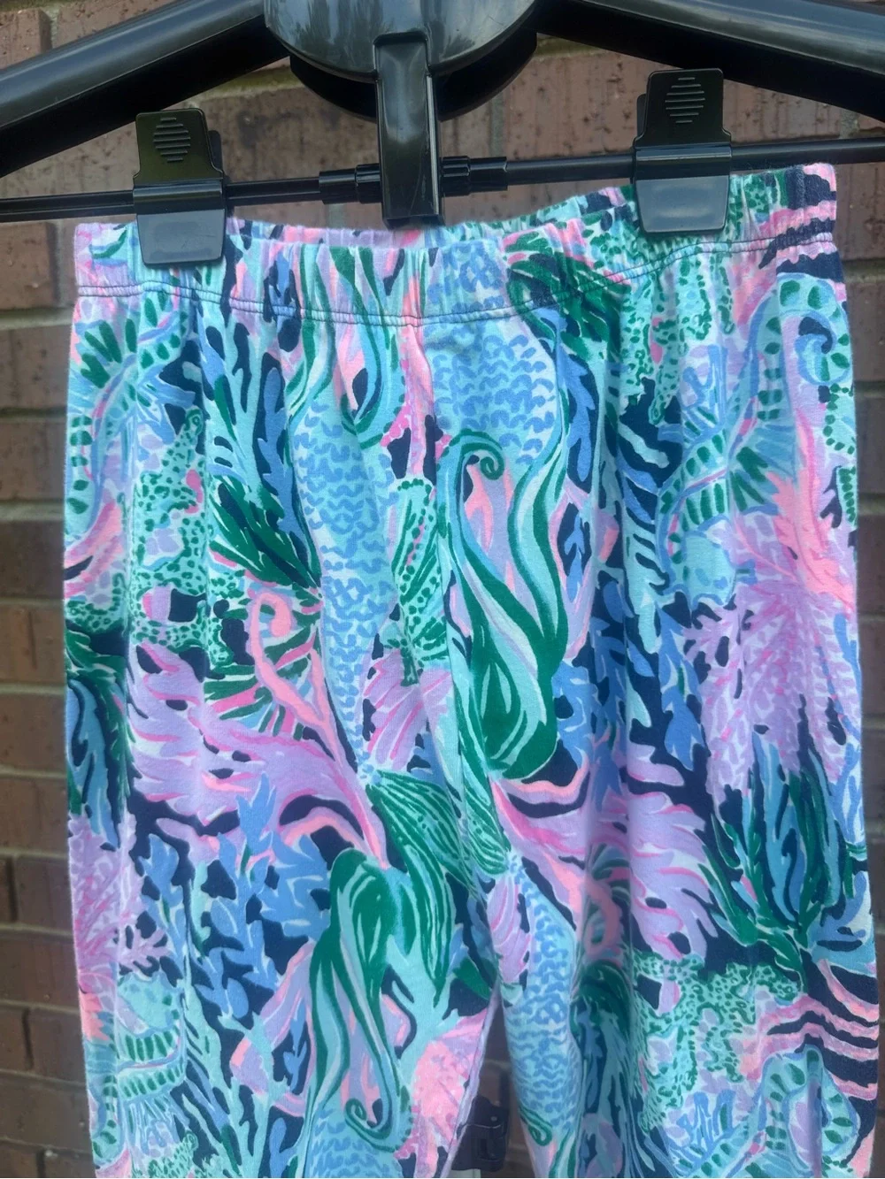 Lilly Pulitzer Girls Sammy Pajama Set High Tide Navy Mermaid Size 14 Pants Top